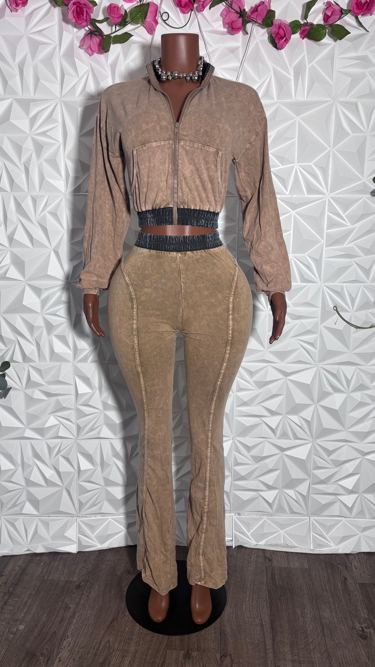Acid wash flare set (Tan)