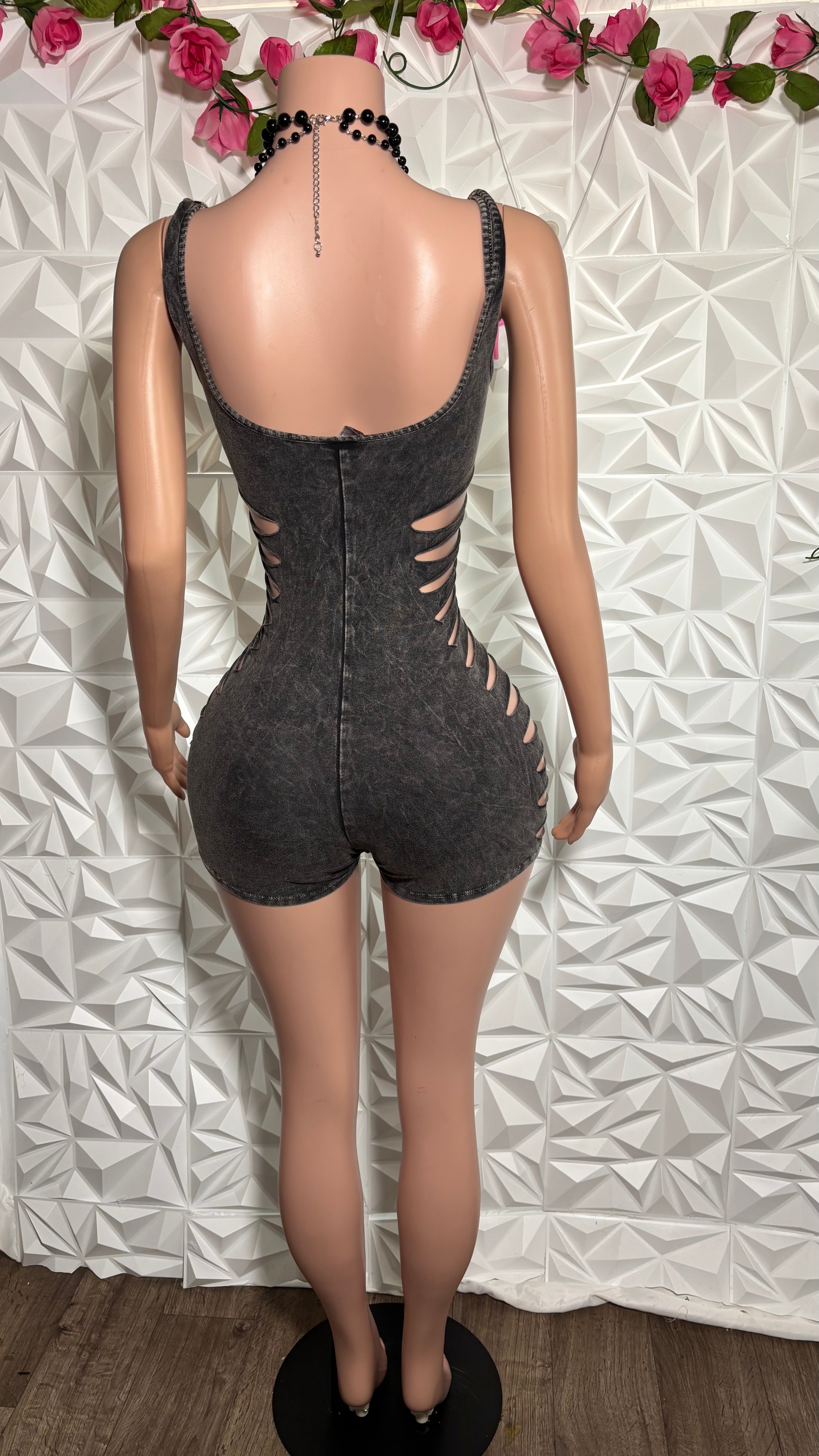 Split decision romper (black)
