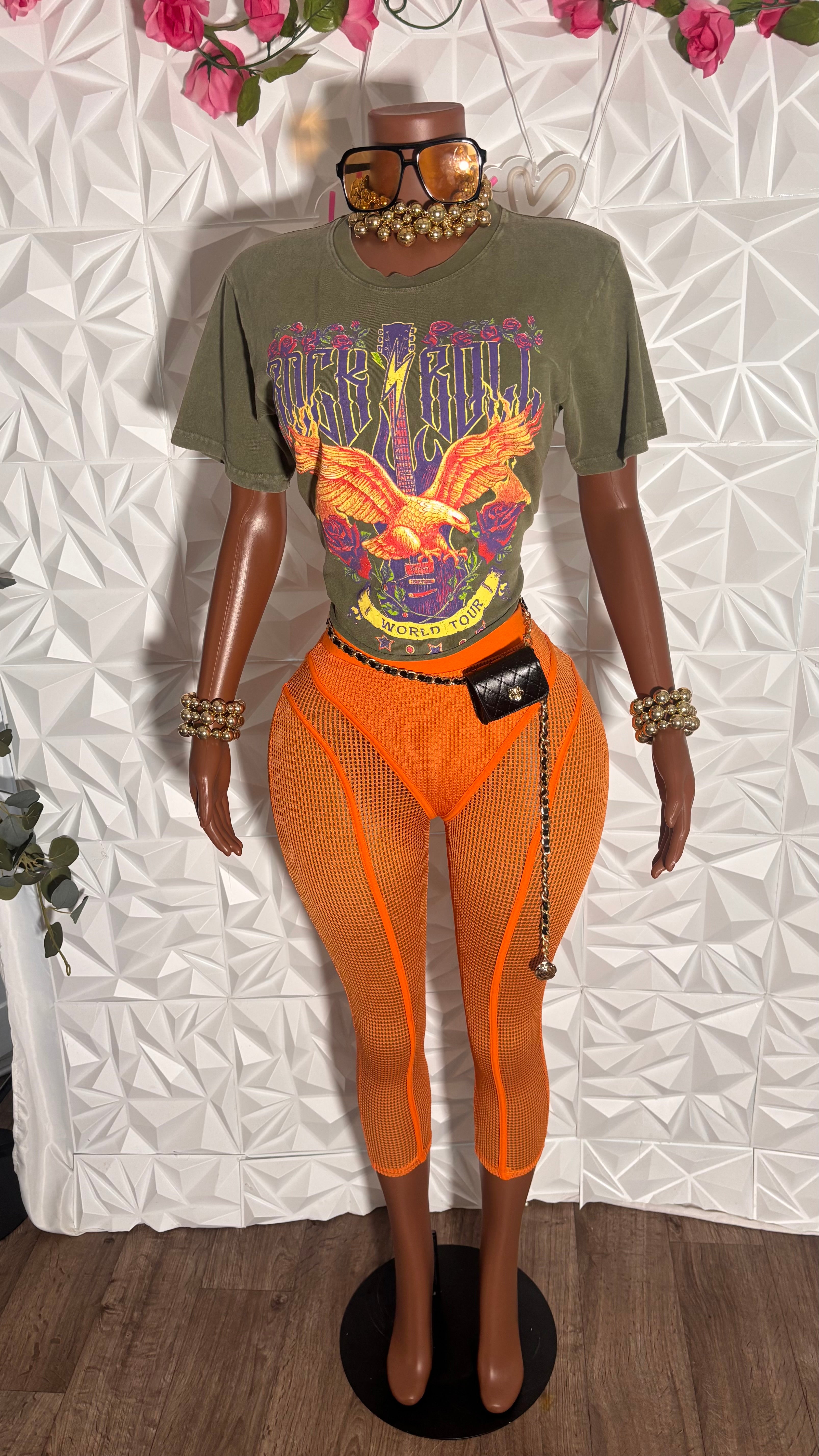 Oversized Rock n roll crop top
