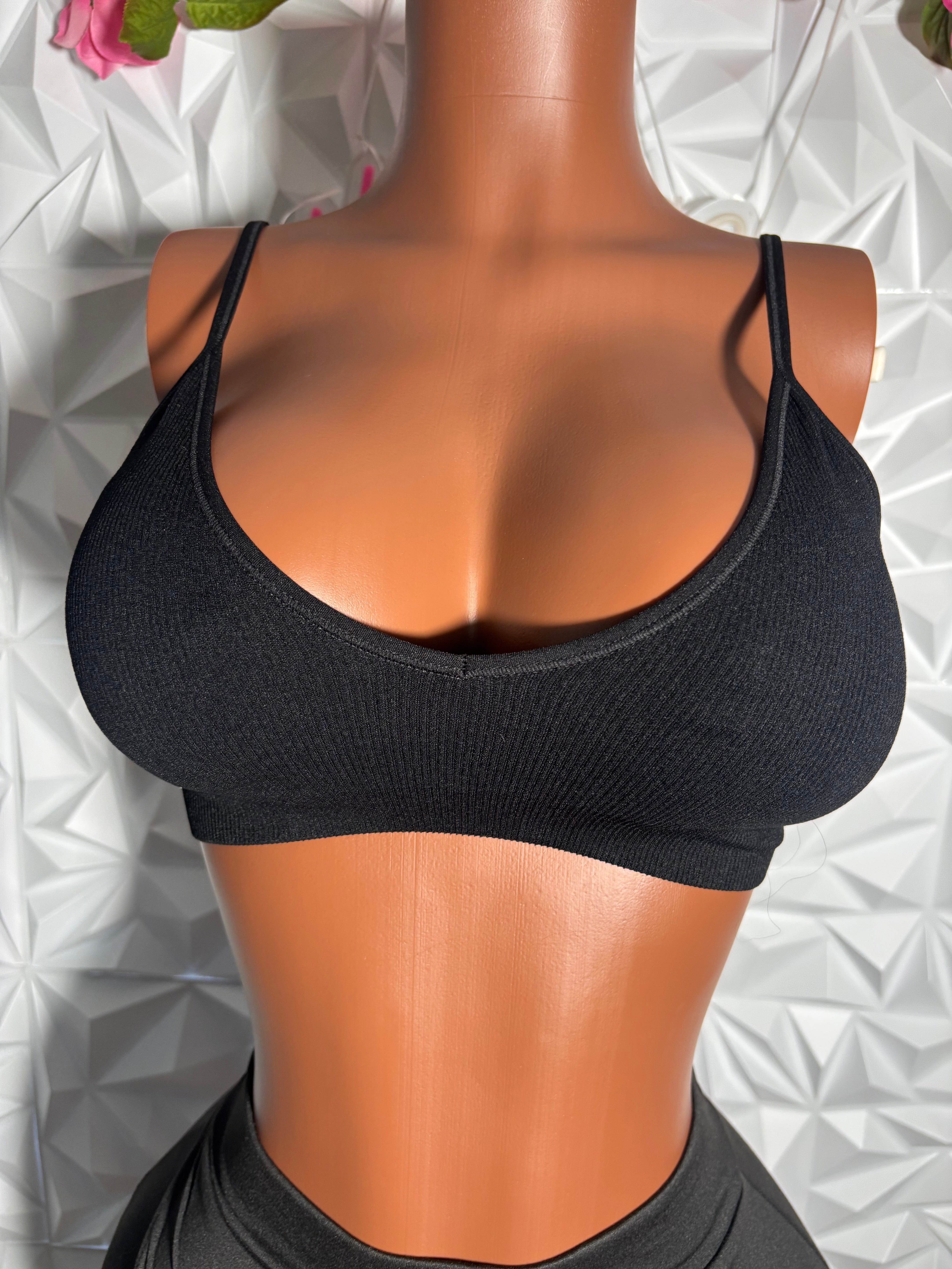 Ribbed bra top (Black)