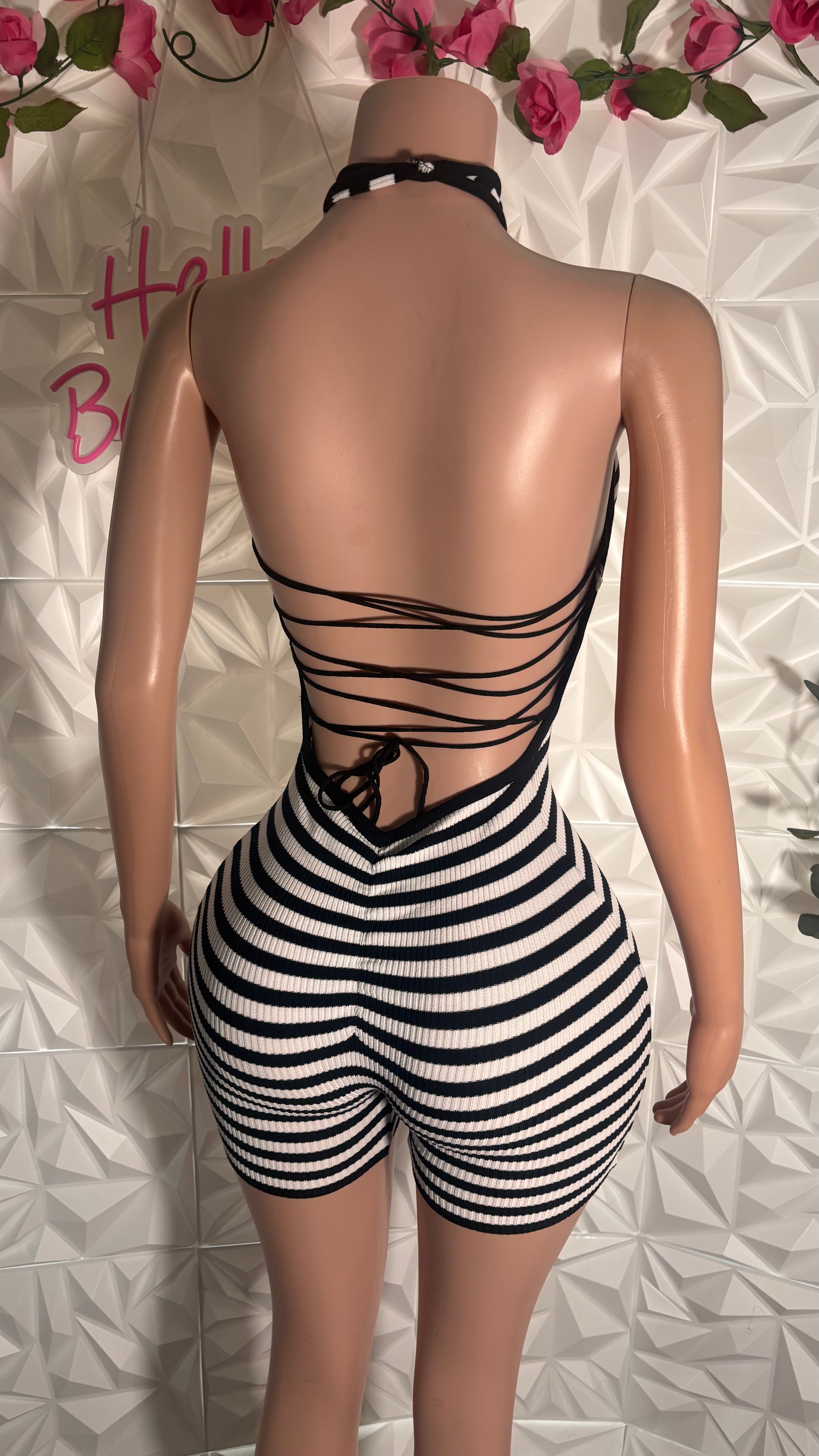 Stripe romper (Black)