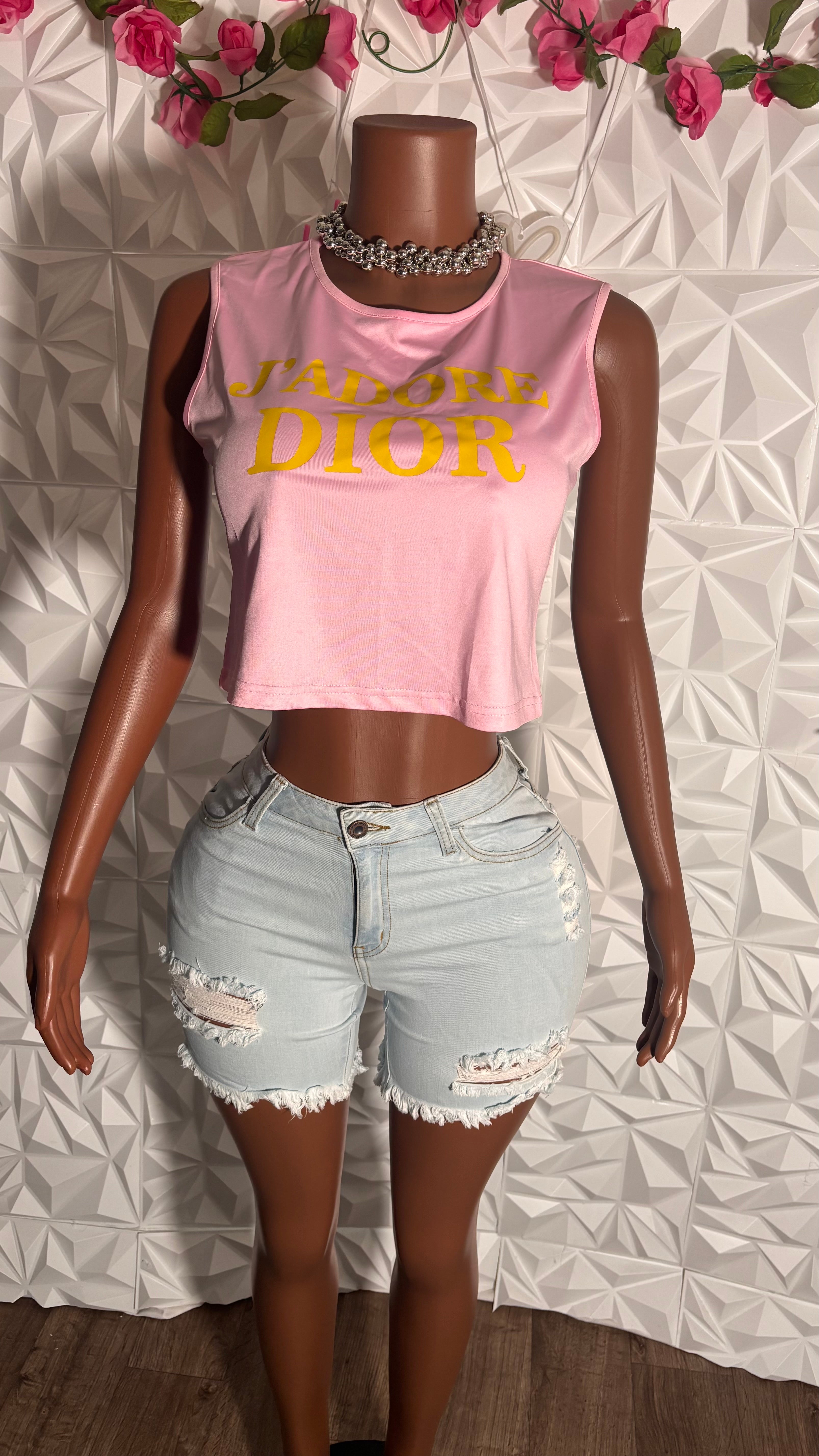 Sleeveless half shirt (Pink)