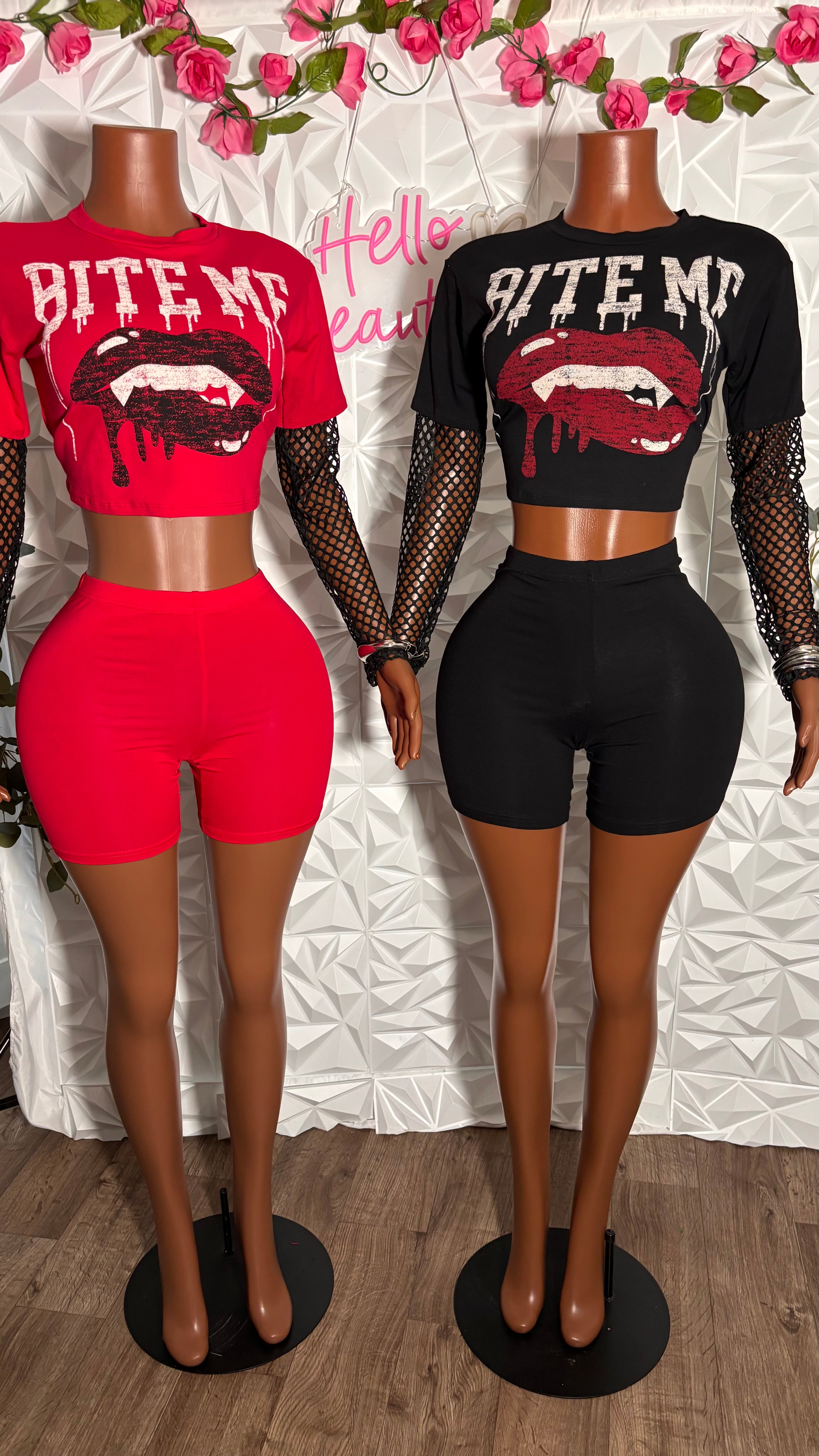 Bite me net crop top (Black)