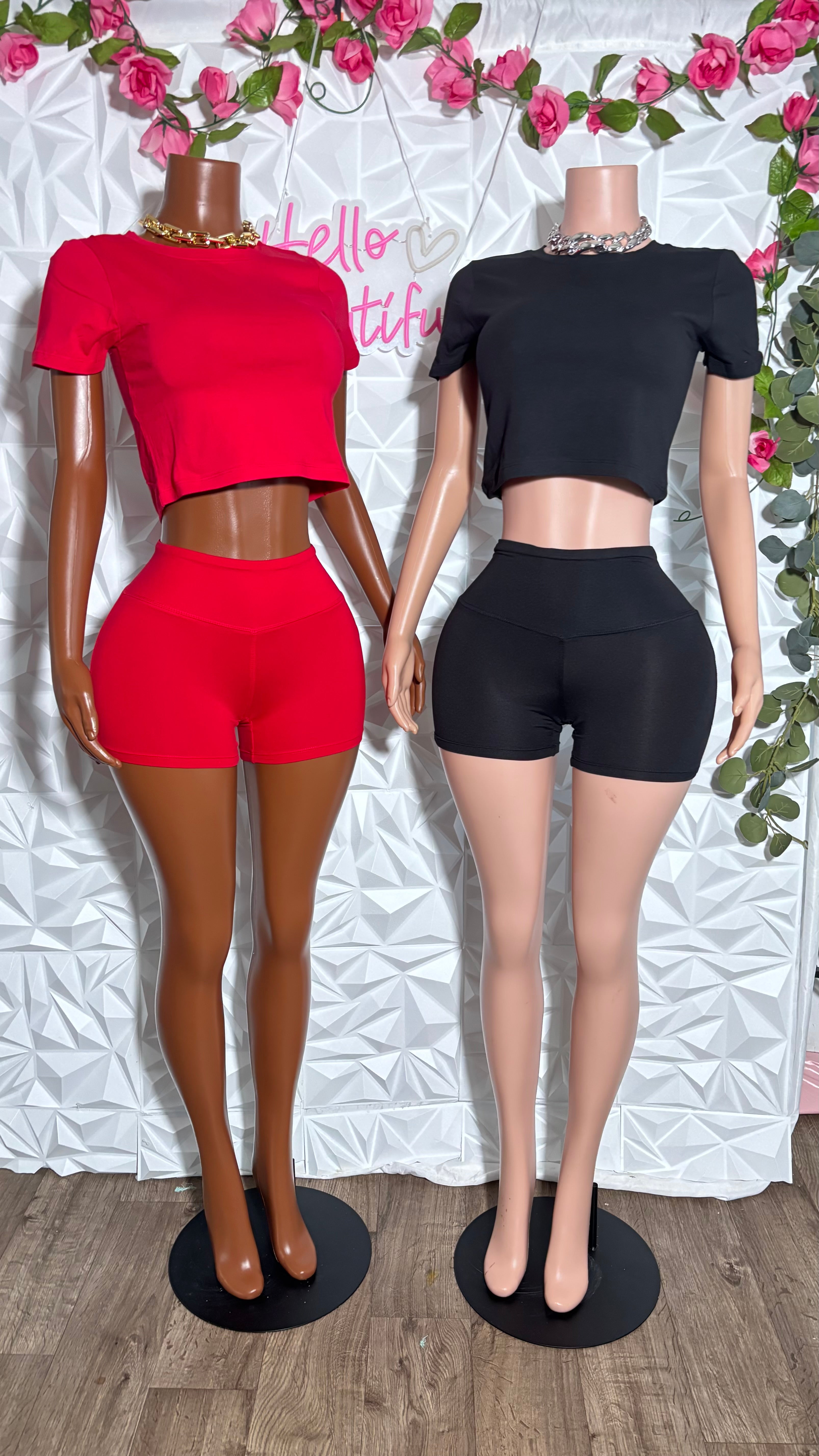Crop shorts set (Red)