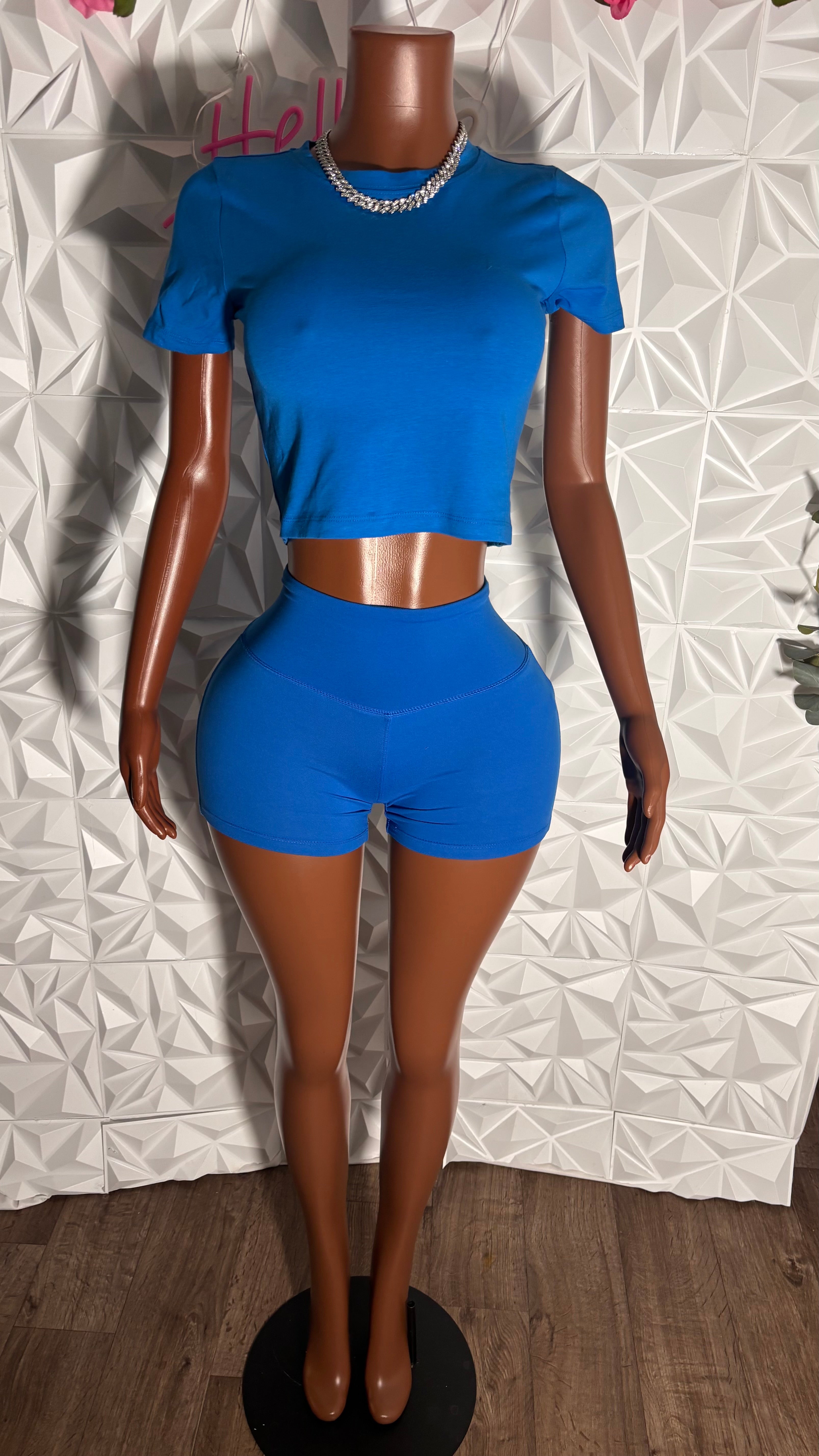 Crop shorts set (Ocean blue)