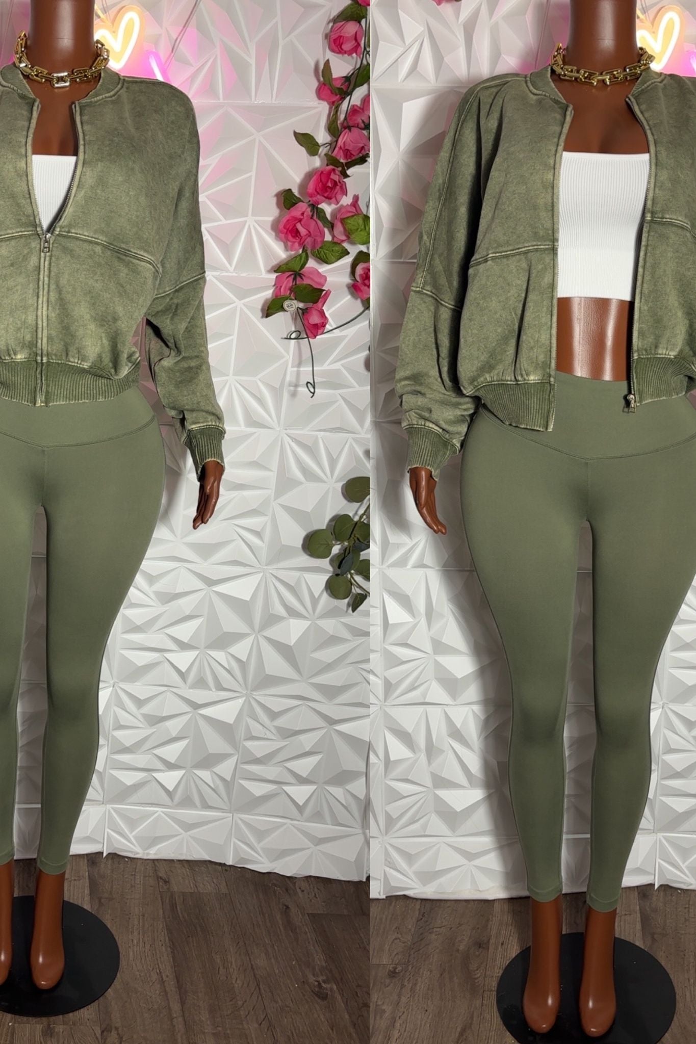 Oversized jacket and legging 3 piece set