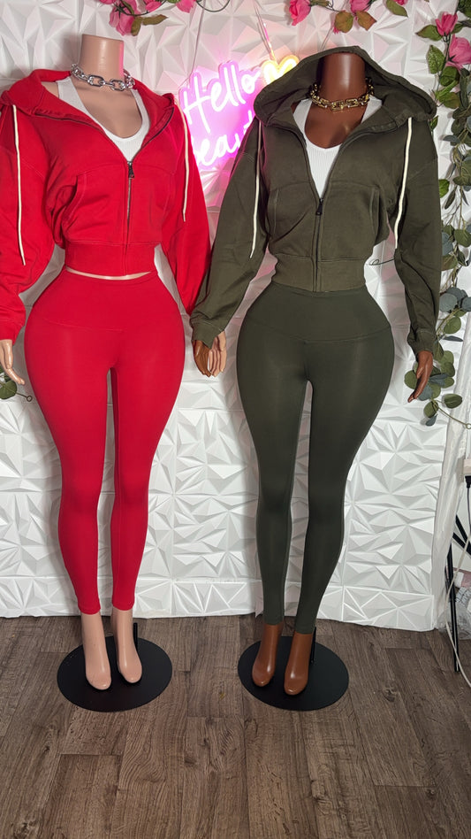 3 piece legging and hoodie set (4 colors)