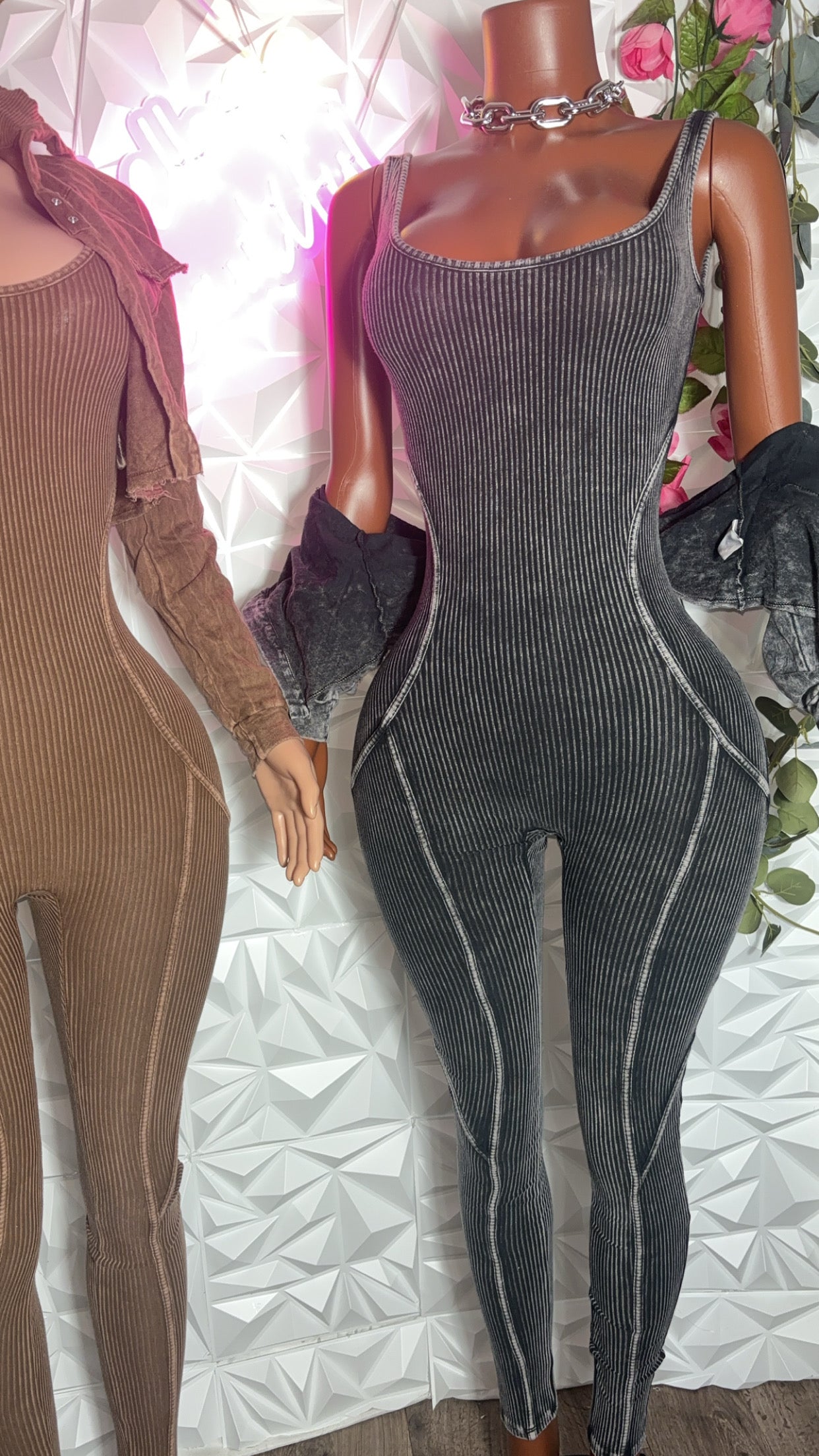 Mineral wash jumpsuit set (4 colors)