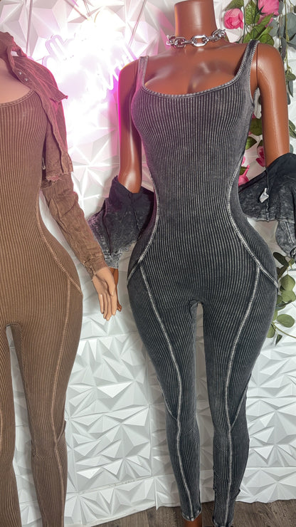 Mineral wash jumpsuit set (4 colors)