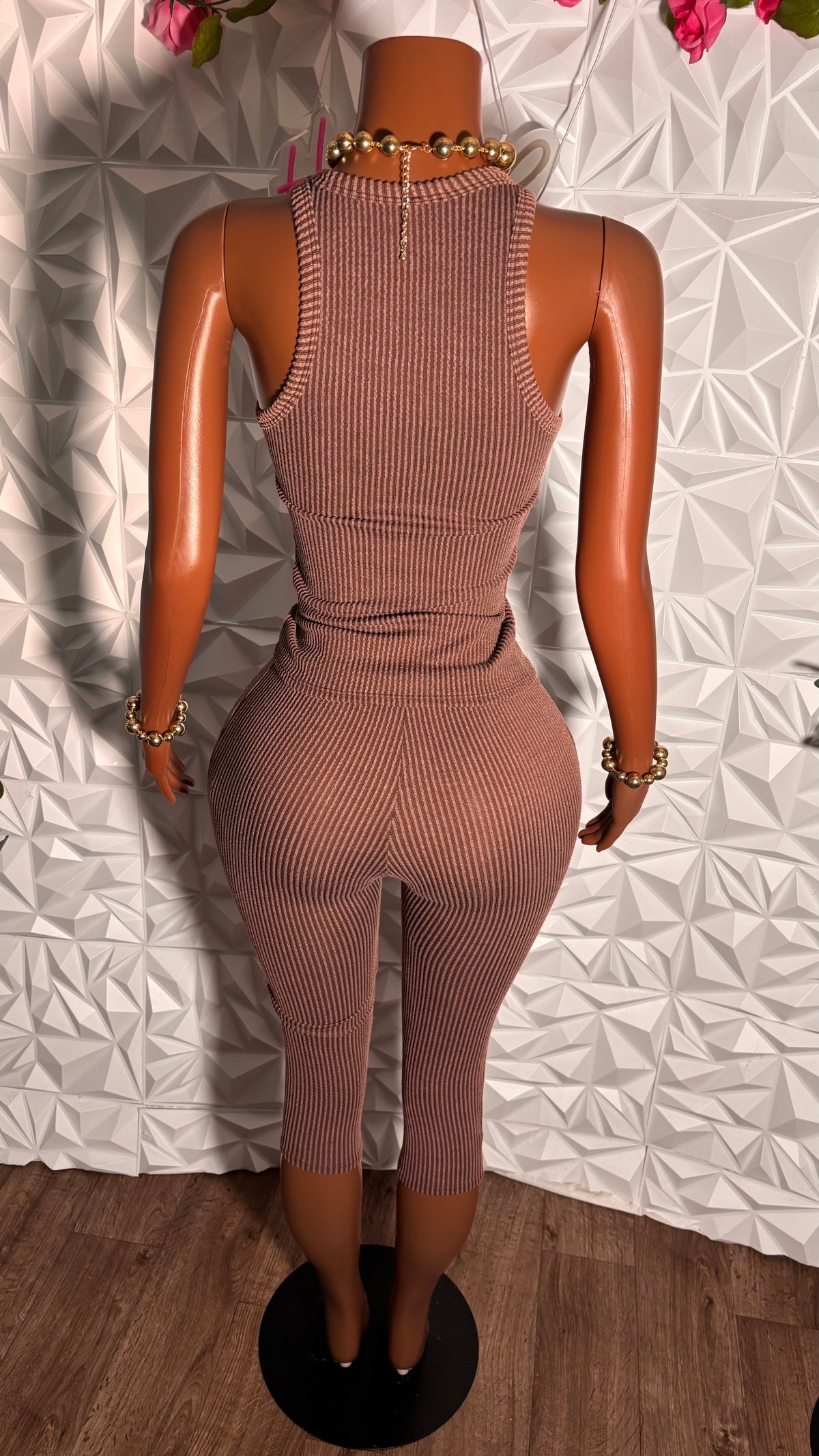 Ribbed Capri Set (Brown)