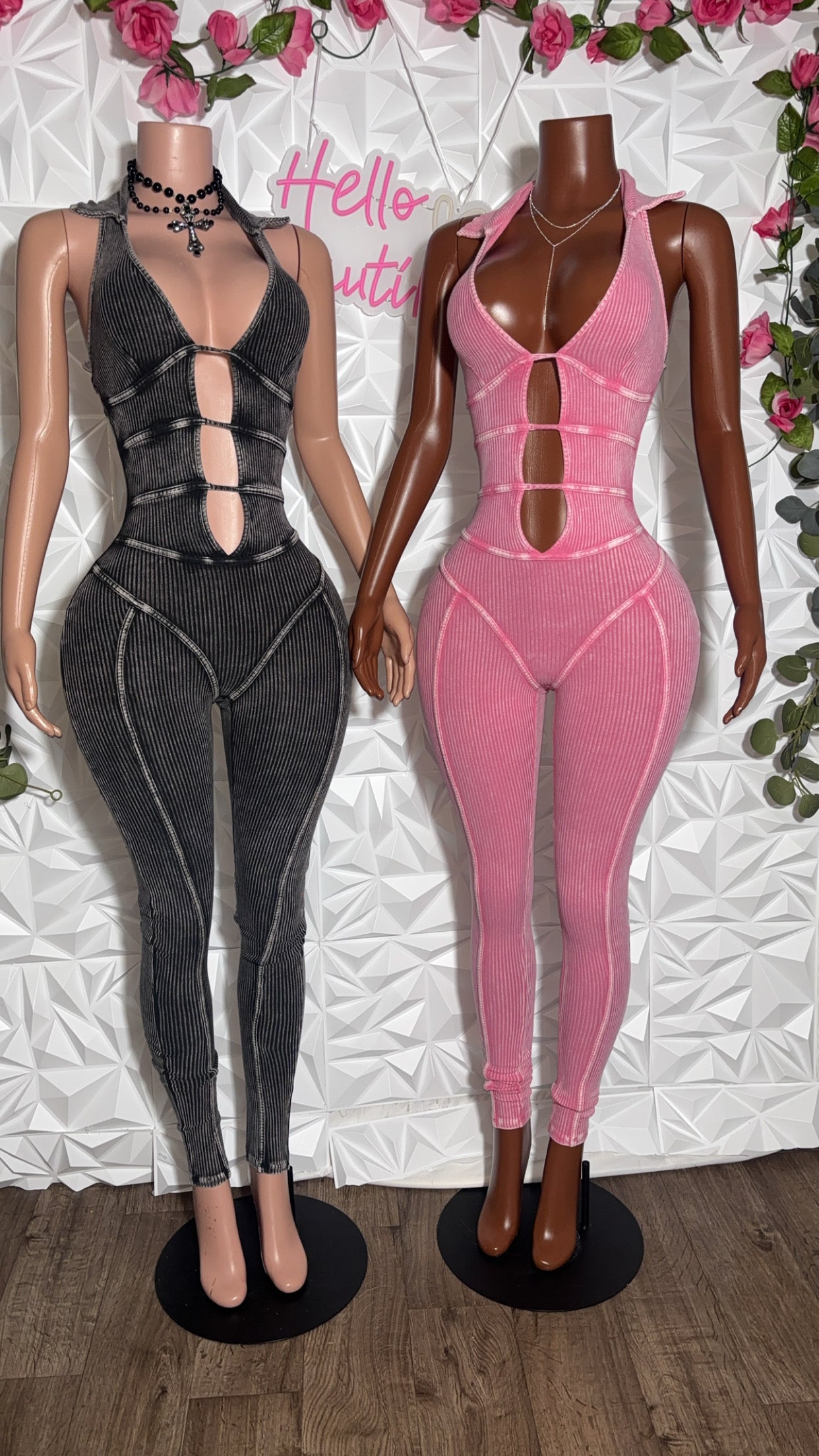 Acid wash jumpsuit (Black)