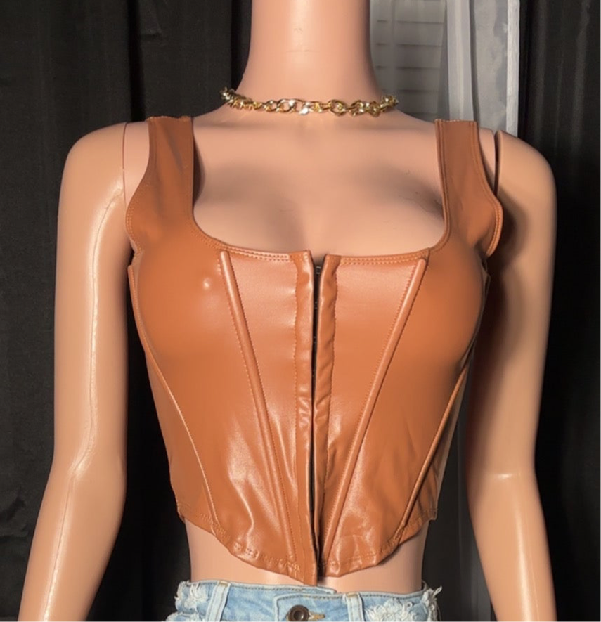 Leather crop top