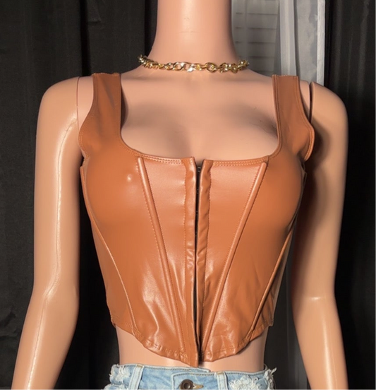 Leather crop top