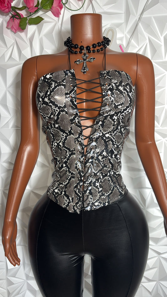 Snake skin faux Leather tube top