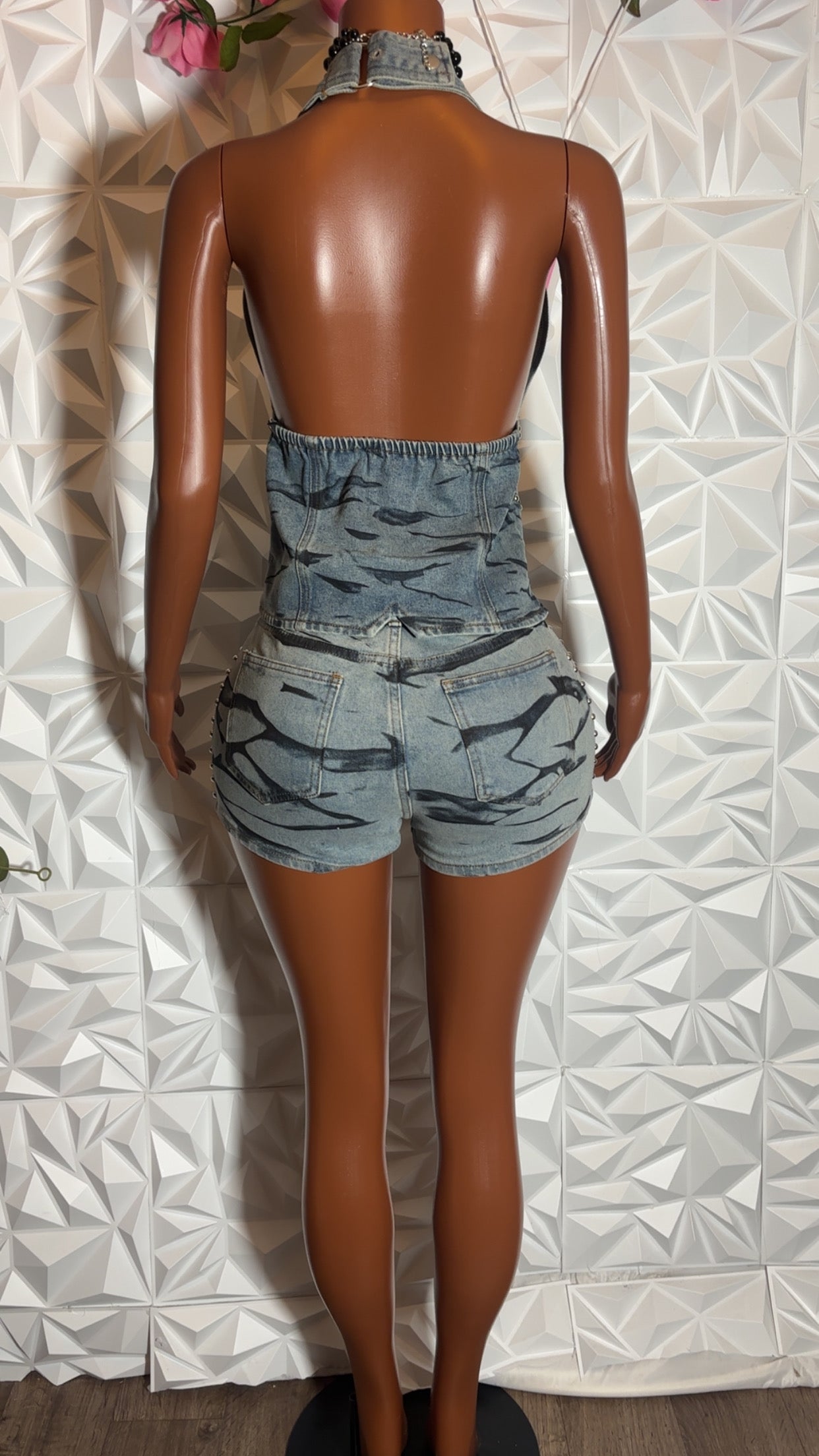 Denim halter set