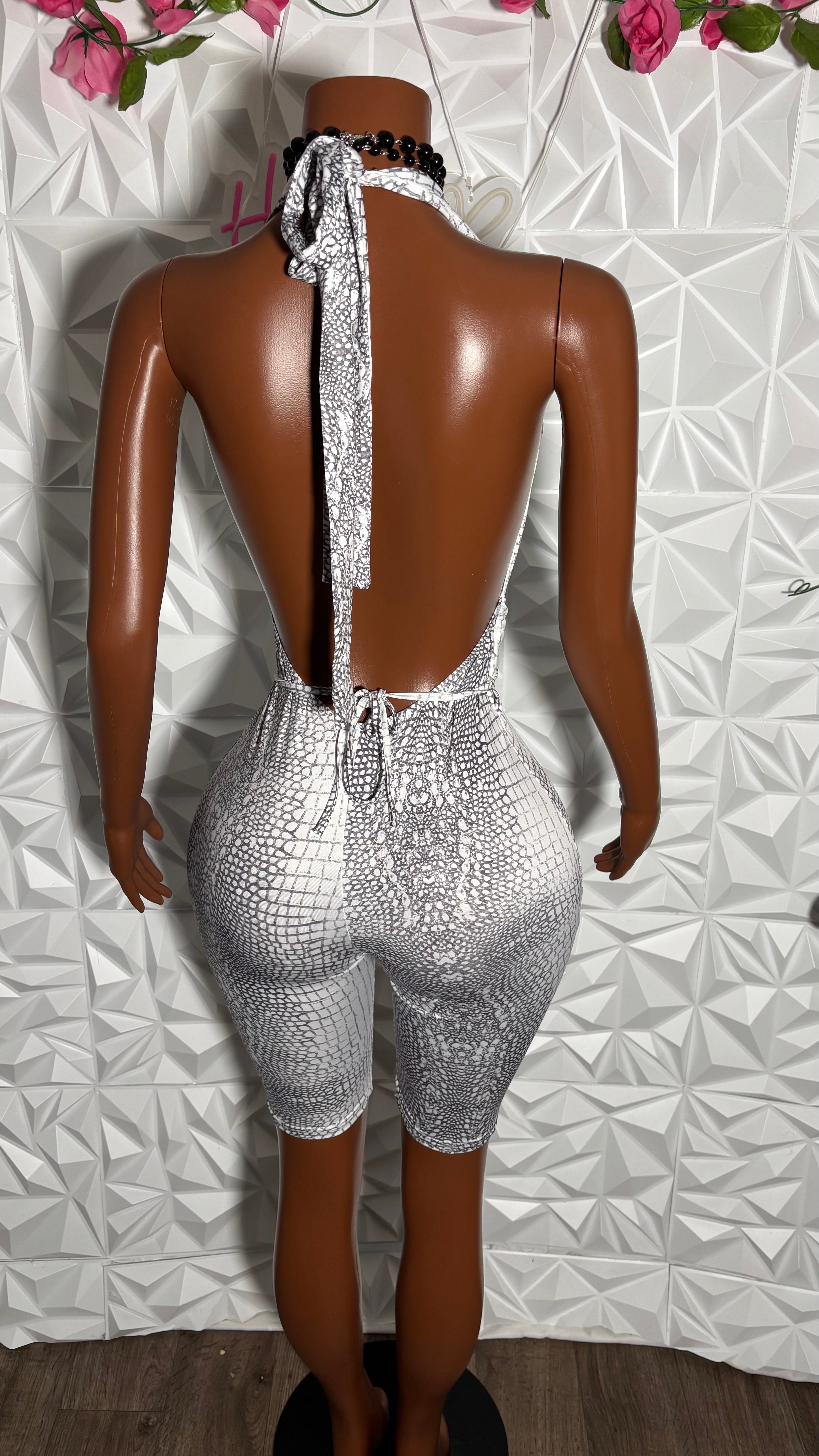 Snakeskin Doll Romper (White)