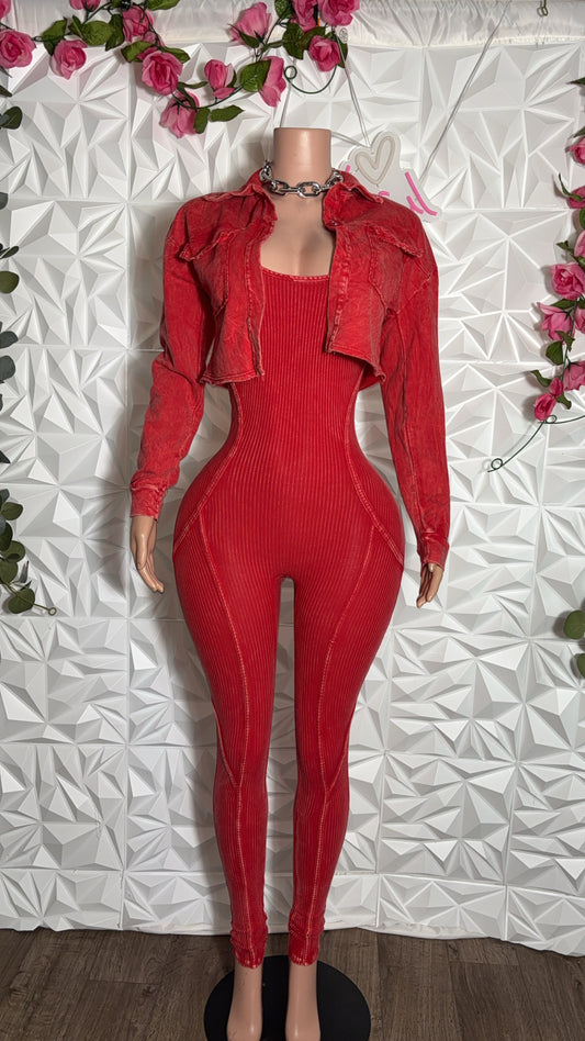 Mineral wash jumpsuit set (5 colors)