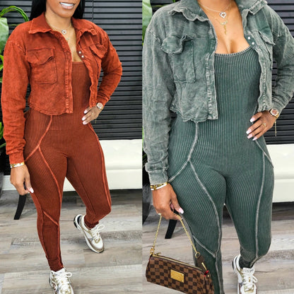 Mineral wash jumpsuit set (4 colors)